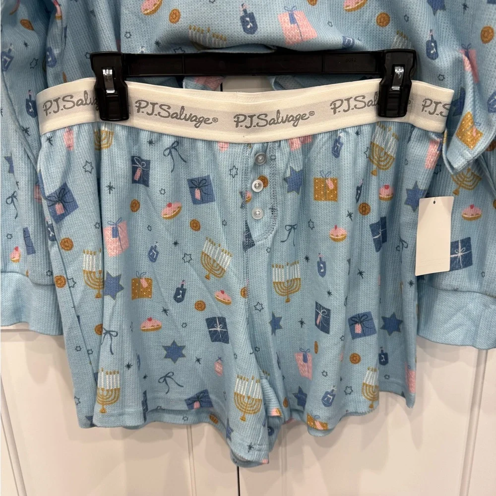 PJ Salvage NWT Size Large Boyfriend Boxer Hanukkah Print Shorts Set - Picture 5 of 9